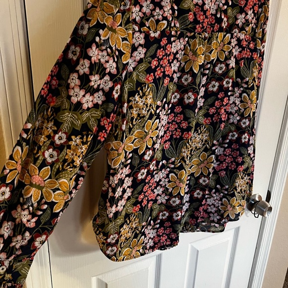 Talbots Black Floral Blouse with Yellow and Red Accents - Picture 8 of 8